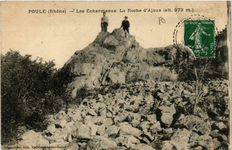 Carte postale ancienne Poule - Les Echarmeaux - La Roche d'Ajoux à Joux