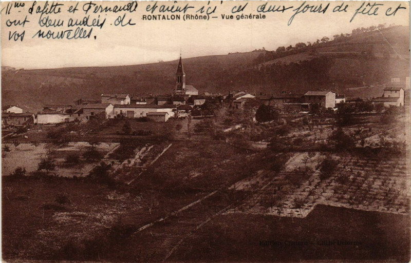 Carte postale ancienne Rontalon - Vue générale à Rontalon