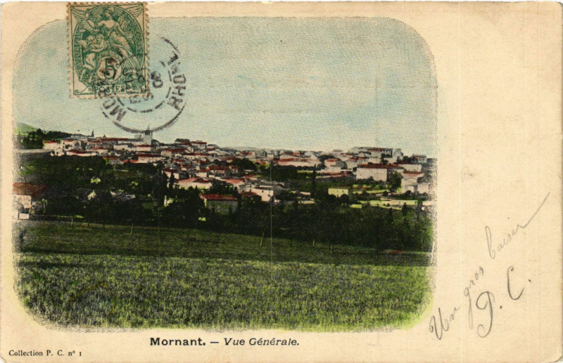 Carte postale ancienne Mornant - Vue générale à Mornant