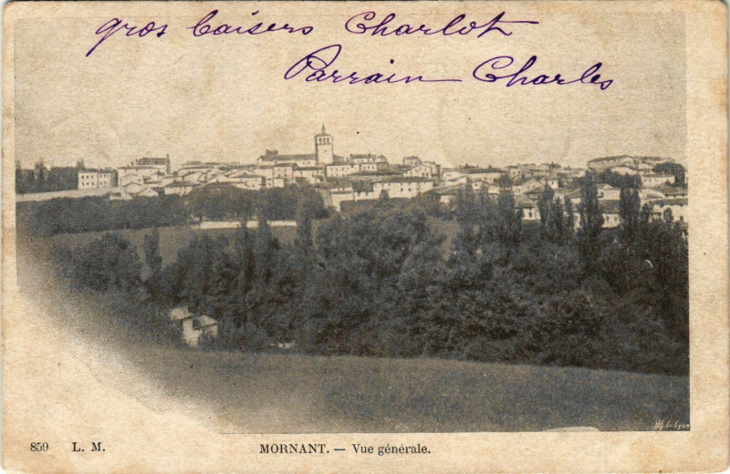 Carte postale ancienne Mornant - Vue générale à Mornant