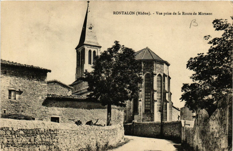 Carte postale ancienne Rontalon - Vue prise de la Route de Mornant à Rontalon