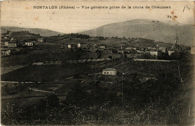 Carte postale ancienne Rontalon - Vue générale prise de la Route de Chaussan à Rontalon