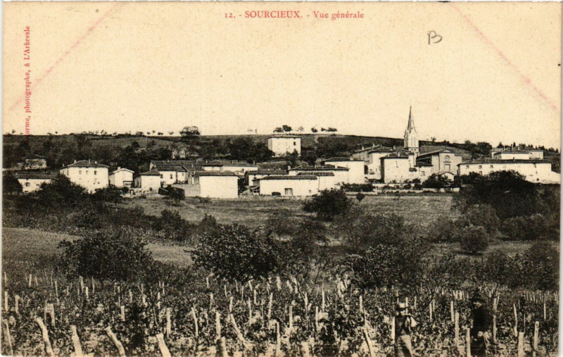 Carte postale ancienne Sourcieux - Vue générale