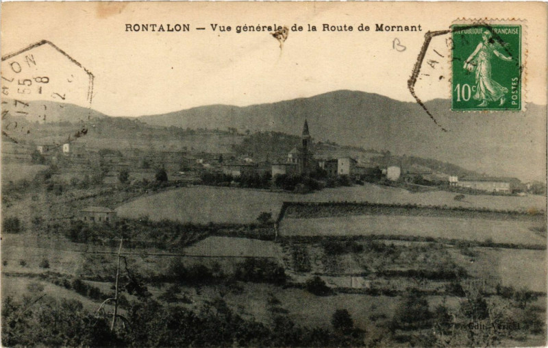 Carte postale ancienne Rontalon - Vue générale - De la Route de Mornant à Rontalon