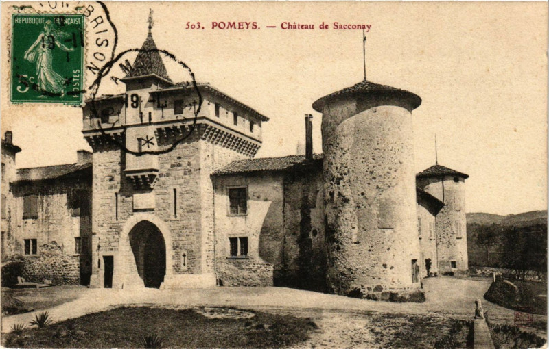 Carte postale ancienne Pomeys - Chateau de Saconay à Pomeys