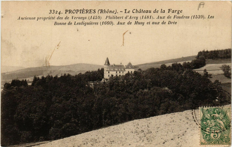 Carte postale ancienne Propieres - Le Chateau de la Farge à Propières