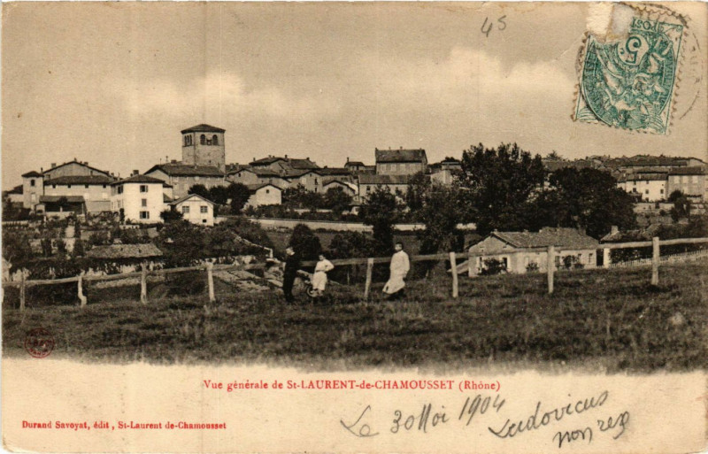 Carte postale ancienne Saint-Laurent-de-Chamousset - Vue générale à Saint-Laurent-de-Chamousset