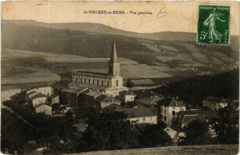 Carte postale ancienne Saint-Vincent-de-Reins - Vue générale à Saint-Vincent-de-Reins
