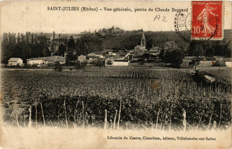 Carte postale ancienne Saint-Julien - Vue générale patrie de Claude Bernard à Saint-Julien