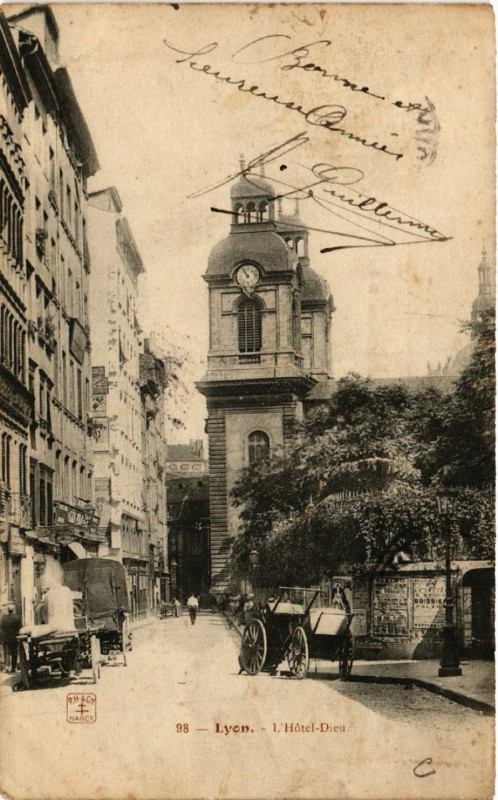 Carte postale ancienne Lyon - L'Hotel Dieu à Lyon