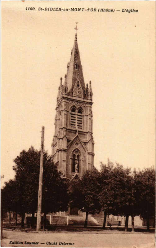 Carte postale ancienne Saint-Didier-au-Mont-d'Or - L'Eglise à Saint-Didier-au-Mont-d'Or