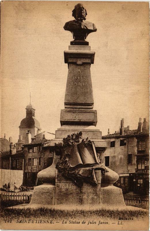 Carte postale ancienne Saint-Etienne La Statue de Jules Janin à Saint-Étienne