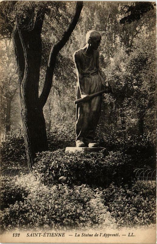 Carte postale ancienne Saint-Etienne La Statue de l'Apprenti à Saint-Étienne