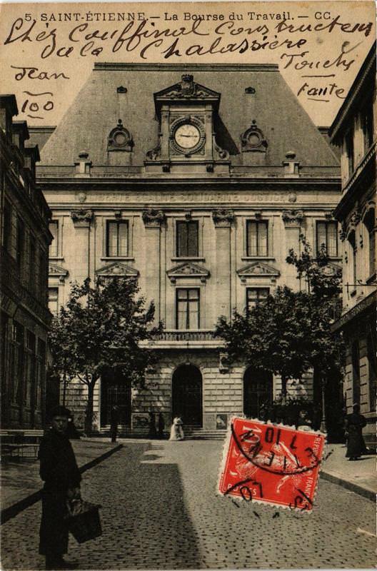 Carte postale ancienne Saint-Etienne La Bourse du Travail à Saint-Étienne