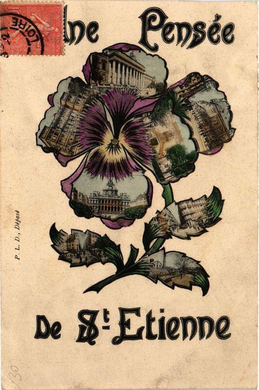 Carte postale ancienne Une Pensée de Saint-Etienne à Saint-Étienne