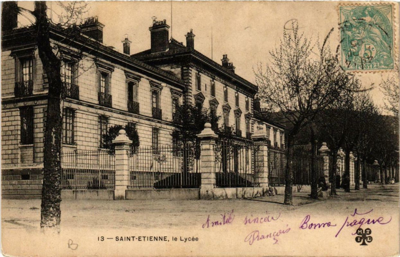 Carte postale ancienne Saint-Etienne Le Lycée à Saint-Étienne
