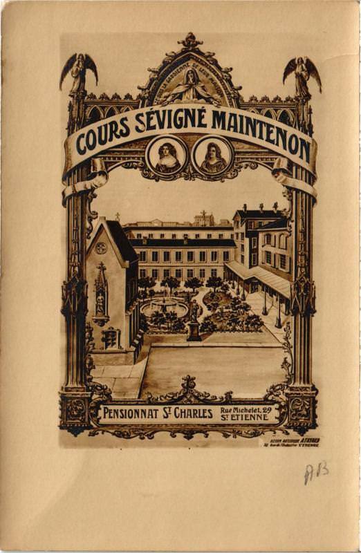 Carte postale ancienne Saint-Etienne Pensionnat Saint-Charles à Saint-Étienne