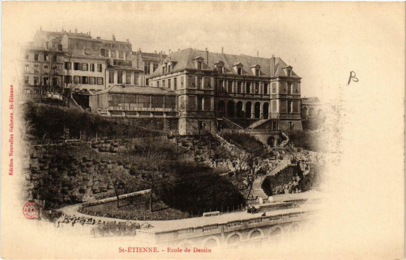 Carte postale ancienne Saint-Etienne Ecole de Dessin à Saint-Étienne