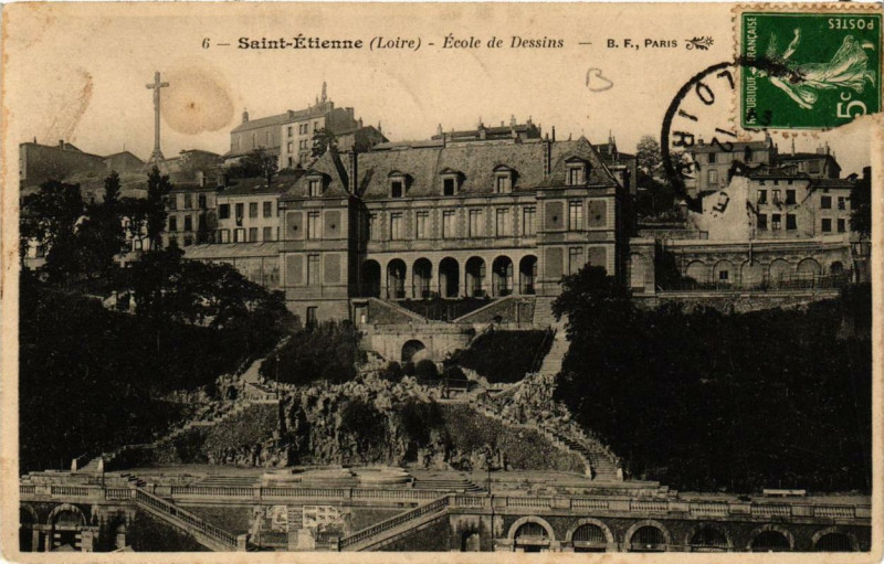 Carte postale ancienne Saint-Etienne Ecole de Dessin à Saint-Étienne