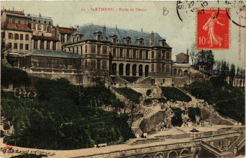 Carte postale ancienne Saint-Etienne Ecole de Dessin à Saint-Étienne