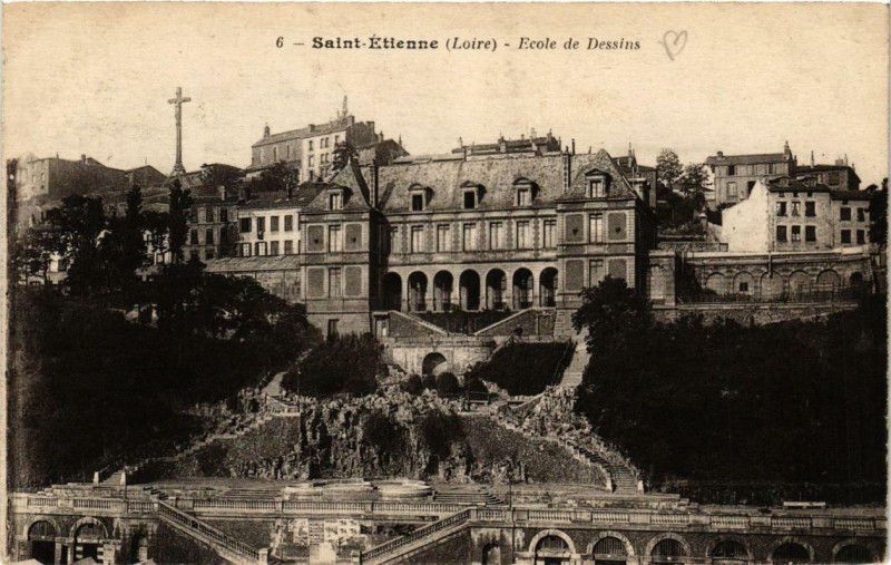 Carte postale ancienne Saint-Etienne Ecole de Dessin à Saint-Étienne