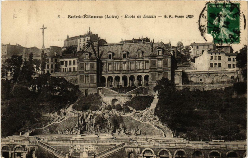 Carte postale ancienne Saint-Etienne Ecole de Dessin à Saint-Étienne