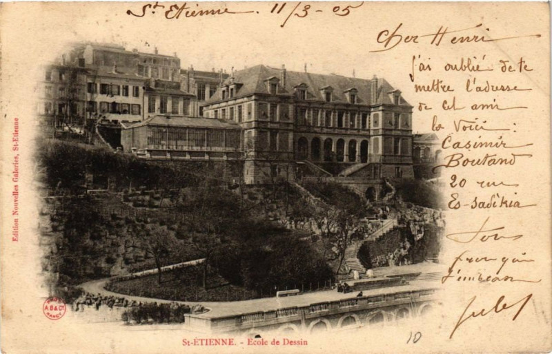 Carte postale ancienne Saint-Etienne Ecole de Dessin à Saint-Étienne