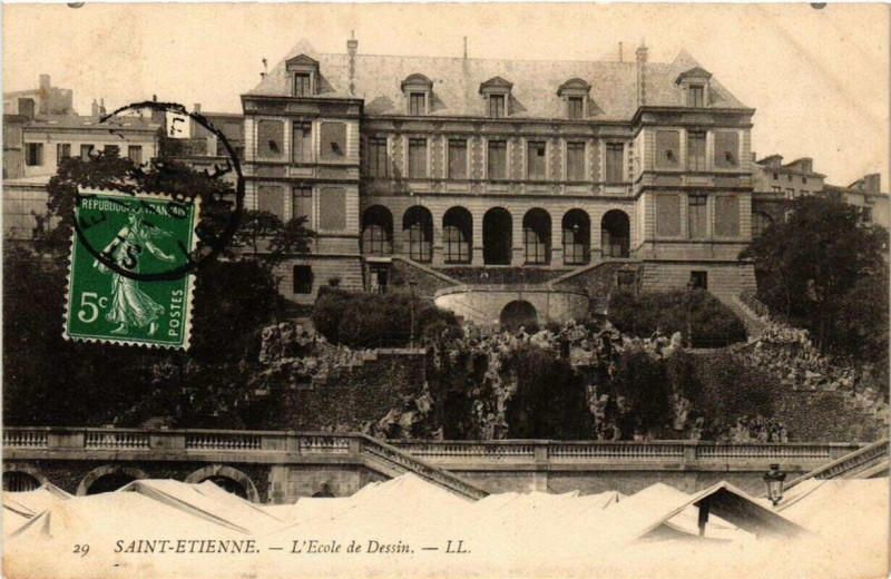 Carte postale ancienne Saint-Etienne Ecole de Dessin à Saint-Étienne