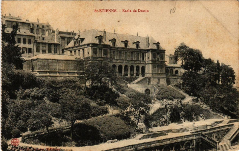 Carte postale ancienne Saint-Etienne Ecole de Dessin à Saint-Étienne