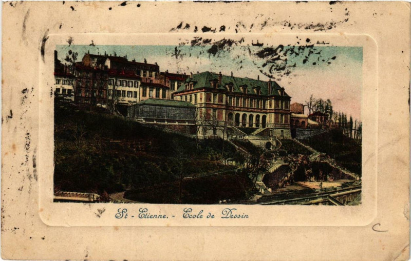 Carte postale ancienne Saint-Etienne Ecole de Dessin à Saint-Étienne