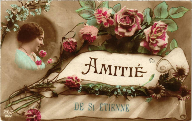 Carte postale ancienne Amitie de Saint-Etienne à Saint-Étienne