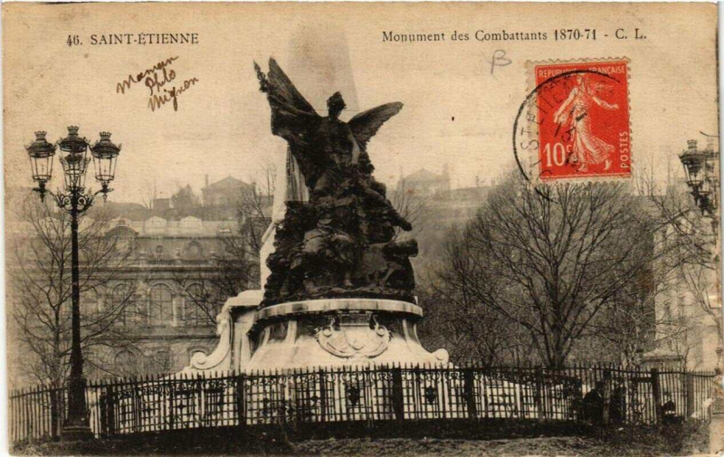 Carte postale ancienne Saint-Etienne Monument des Combattants 1870-1871 à Saint-Étienne