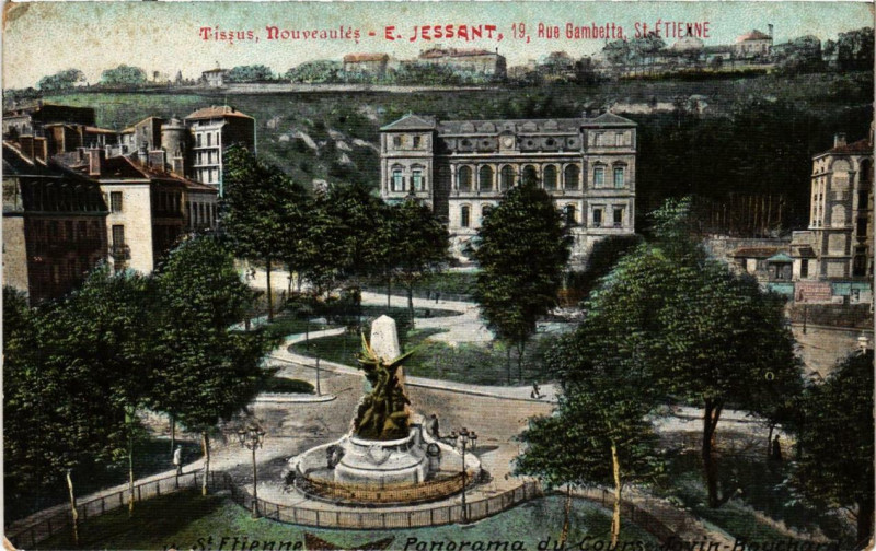 Carte postale ancienne Saint-Etienne Panorama de Cours Jovin Bouchard à Saint-Étienne