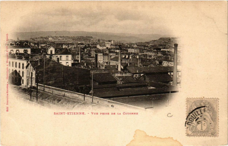 Carte postale ancienne Saint-Etienne Vue prise de la Cotonne à Saint-Étienne