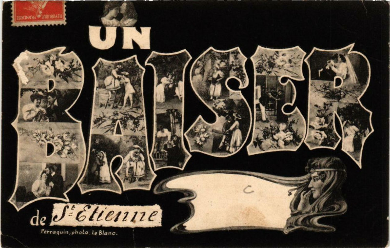 Carte postale ancienne Un Baiser de Saint-Etienne à Saint-Étienne