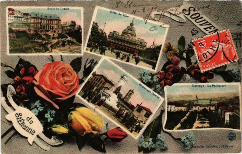 Carte postale ancienne Saint-Etienne Souvenir à Saint-Étienne