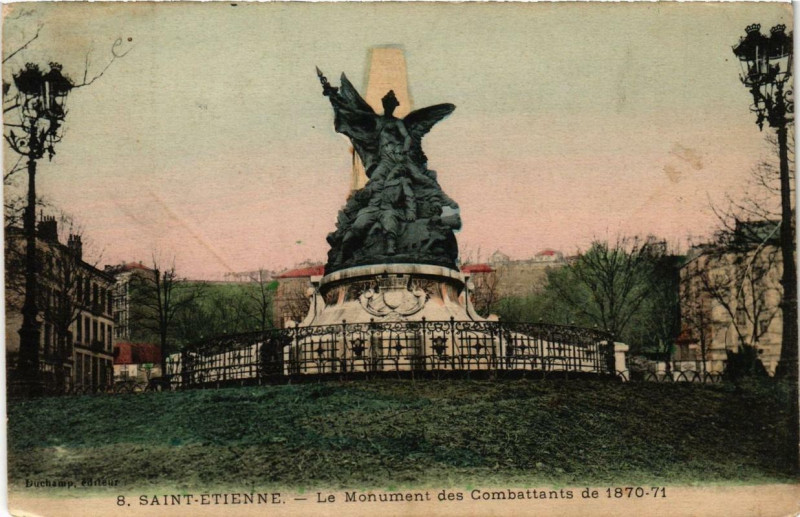 Carte postale ancienne Saint-Etienne Monument des Combattants 1870-1871 à Saint-Étienne
