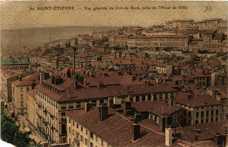 Carte postale ancienne Saint-Etienne Vue générale du Crét de Roch à Saint-Étienne