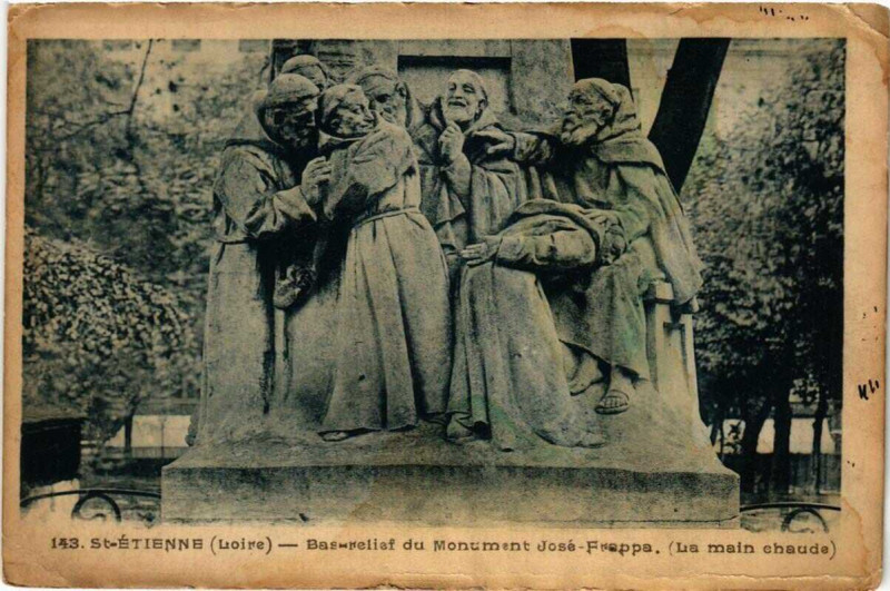 Carte postale ancienne Saint-Etienne Bas-relief du Monument Jose Frappa à Saint-Étienne
