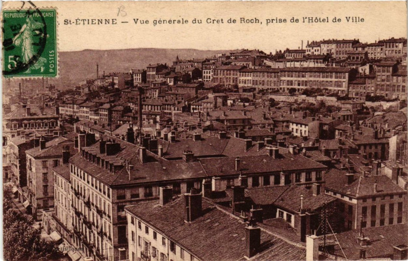 Carte postale ancienne Saint-Etienne Vue générale du Crét de Roch à Saint-Étienne