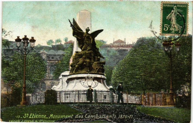 Carte postale ancienne Saint-Etienne Monument des Combattants 1870-1871 à Saint-Étienne