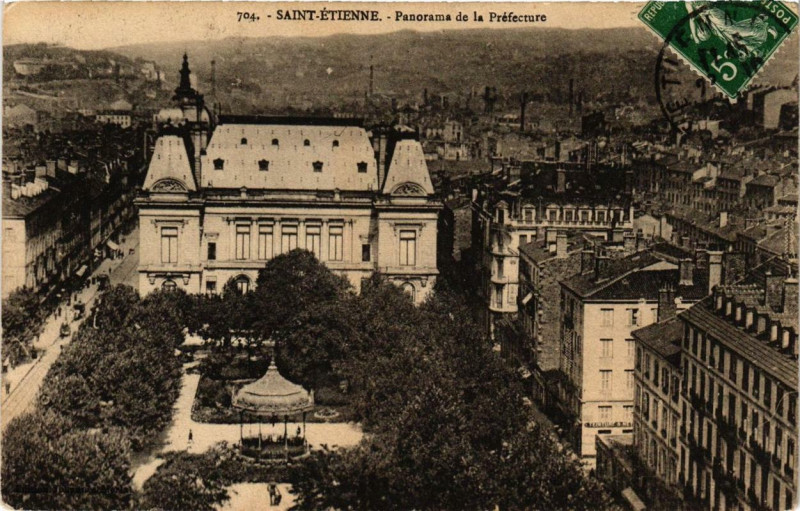 Carte postale ancienne Saint-Etienne Panorama de la Préfecture à Saint-Étienne