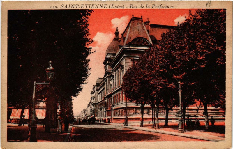 Carte postale ancienne Saint-Etienne Rue de la Préfecture à Saint-Étienne