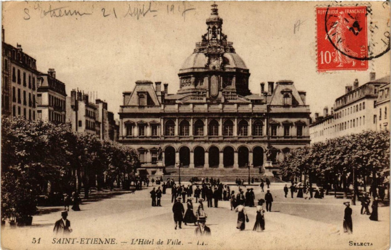 Carte postale ancienne Saint-Etienne Hotel de Ville à Saint-Étienne