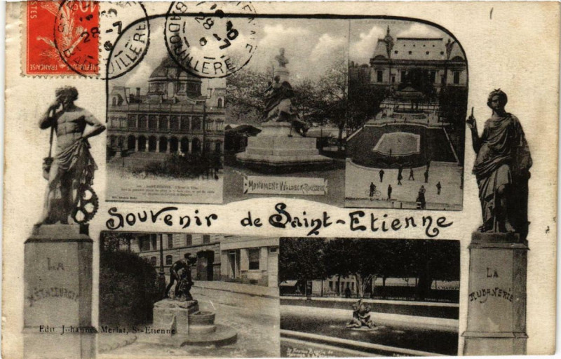 Carte postale ancienne Souvenir de Saint-Etienne à Saint-Étienne