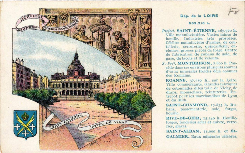 Carte postale ancienne Saint-Etienne Souvenir à Saint-Étienne