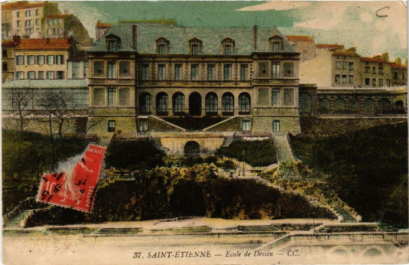 Carte postale ancienne Saint-Etienne Ecole de Dessin à Saint-Étienne