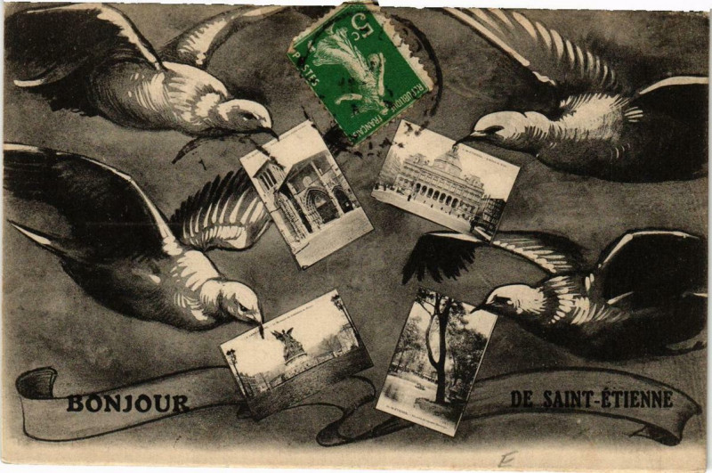 Carte postale ancienne Bonjour de Saint-Etienne à Saint-Étienne
