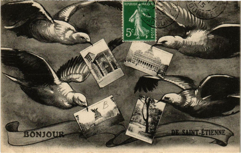 Carte postale ancienne Bonjour de Saint-Etienne à Saint-Étienne