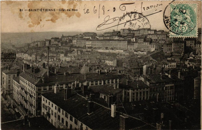 Carte postale ancienne Saint-Etienne Crét de Roc à Saint-Étienne
